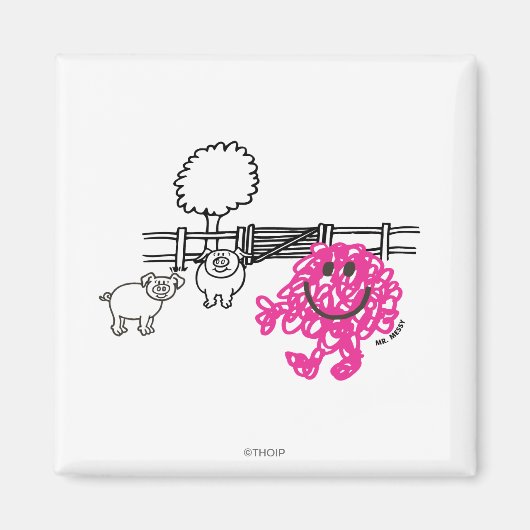 Meneer Messy & twee varkens Magneet (Voorkant)