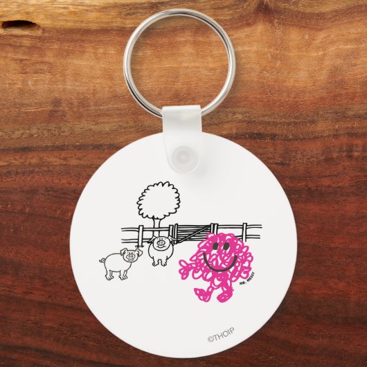 Meneer Messy & twee varkens Sleutelhanger (Voorkant)