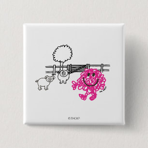 Meneer Messy & twee varkens Vierkante Button 5,1 Cm