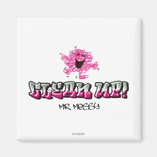 Meneer Messy zegt opruimen Magneet (Voorkant)