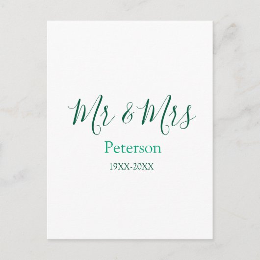 Meneer & Mevrouw achternaam getrouwd jaar huwelijk Briefkaart (Voorkant)