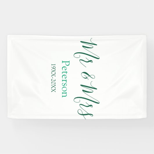 Meneer & Mevrouw achternaam getrouwd jaar huwelijk Spandoek (Horizontaal)