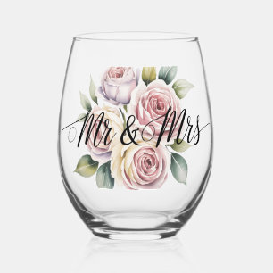 Meneer & Mevrouw Bloemenschrift Wijnglas Zonder Voet