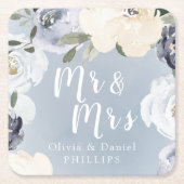 Meneer & mevrouw Blooming botanisch stoffig blauw Kartonnen Onderzetters (Voorkant)