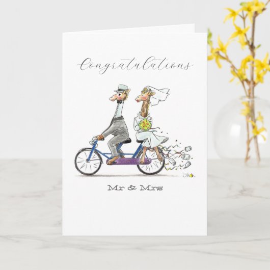 Meneer & mevrouw bruiloft kaart (Gele Bloem)