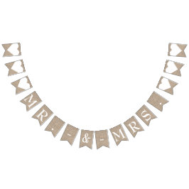 Meneer & Mevrouw Burlap Trouwfeest Bruiloft Vlaggetjes