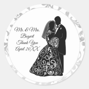 Meneer & Mevrouw Dank U Bruid En Bruidegom Chic Ronde Sticker