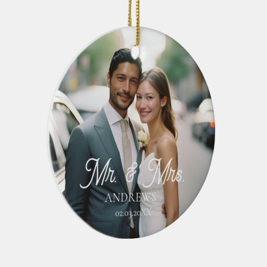 Meneer & mevrouw! Elegant, eenvoudig, foto Keramisch Ornament (Rechts)