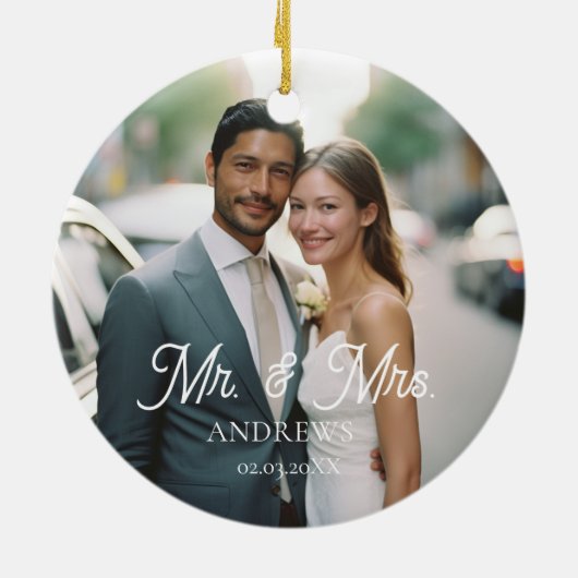 Meneer & mevrouw! Elegant, eenvoudig, foto Keramisch Ornament (Achterkant)