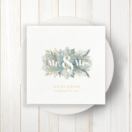 "Meneer & mevrouw" elegante bladservet Servet