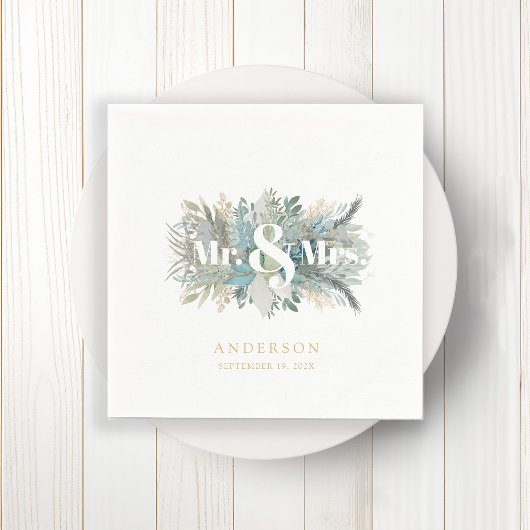 "Meneer & mevrouw" elegante bladservet Servet