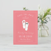 Meneer & Mevrouw Flip Flops Hibiscus Strand Huweli Save The Date (Staand voorkant)