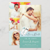 Meneer & Mevrouw Flip Flops Hibiscus Strand Huweli Save The Date (Voorkant / Achterkant)