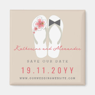 Meneer & Mevrouw Flip Flops Hibiscus Trouw Save Th Magneet