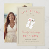 Meneer & Mevrouw Flip Flops Madeliefjes Strand Bru Save The Date (Voorkant / Achterkant)