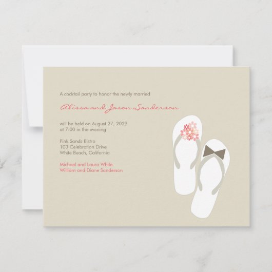 Meneer & Mevrouw Flip Flops Strand Bruiloftsrecept Kaart (Voorkant)
