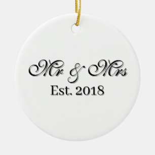 Meneer & Mevrouw Gesticht Jaar Persoonlijk Ontwerp Keramisch Ornament