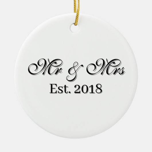 Meneer & Mevrouw Gesticht Jaar Persoonlijk Ontwerp Keramisch Ornament (Voorkant)