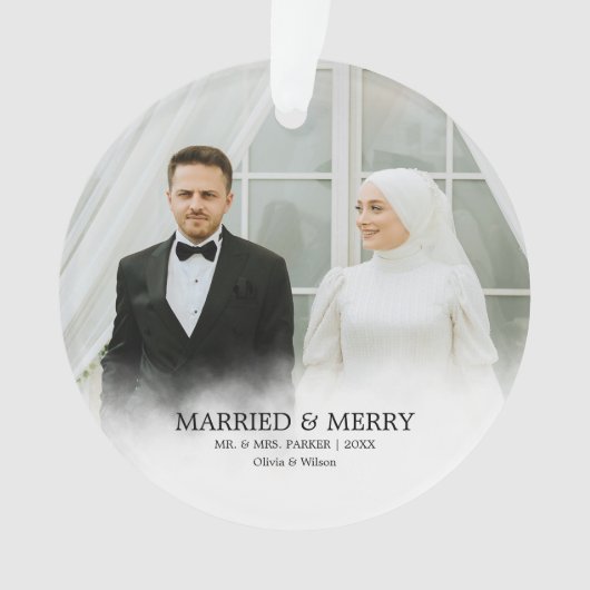 Meneer & Mevrouw | Getrouwd & Vrolijk Eerste Kerst Ornament (voorkant)