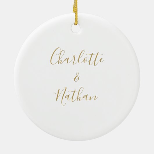 Meneer Mevrouw Gold Liefde Hart Script Onze Eerste Keramisch Ornament (Achterkant)