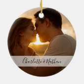 Meneer Mevrouw Goud Liefde Hart Onze Eerste Kerst  Keramisch Ornament (Achterkant)