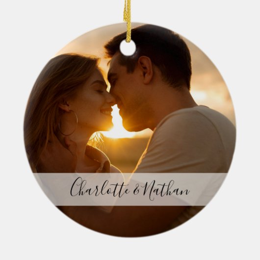 Meneer Mevrouw Goud Liefde Hart Onze Eerste Kerst  Keramisch Ornament (Achterkant)