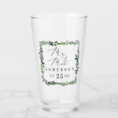 Meneer & mevrouw leafy waterverf elegant glas (Voorkant)