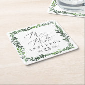 Meneer & mevrouw leafy waterverf elegant kartonnen onderzetters (Schuin)