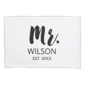Meneer & Mevrouw Modern Script Huwelijksjubileum K Kussensloop (Voorkant-Links)