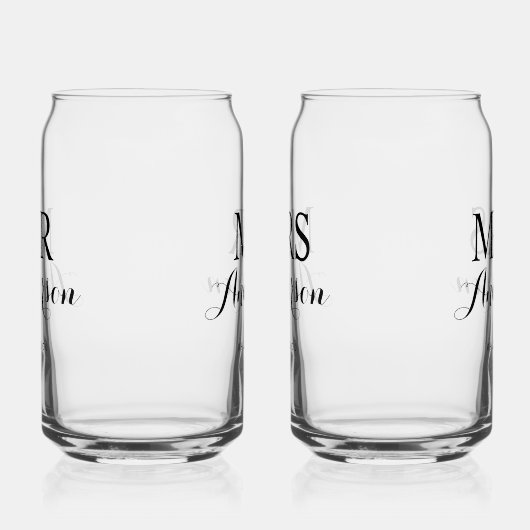 Meneer & Mevrouw Moderne Elegante Douanenaam Datum Blikvorm Glas (Links)