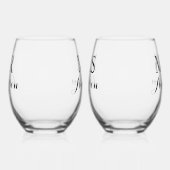 Meneer & Mevrouw Moderne Elegante Douanenaam Datum Wijnglas Zonder Voet (Links)