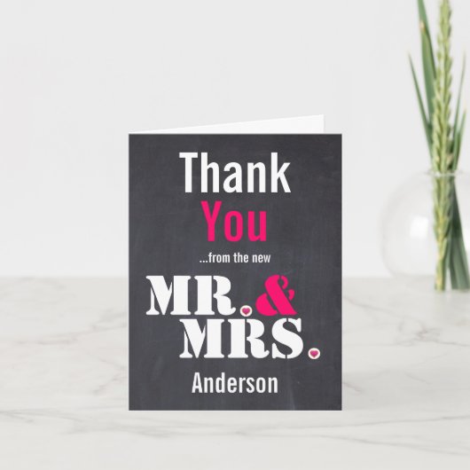 Meneer & Mevrouw moderne typografie bruiloft Dank  Bedankkaart (Voorkant)