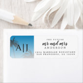 Meneer Mevrouw Monogram Strand Bruiloft Retouradre Etiket (Insitu)