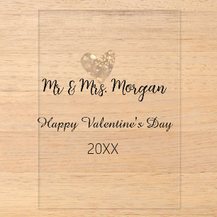 Meneer & Mevrouw naam gelukkige Valentijnsdag goud Acryl Uitnodigingen