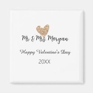 Meneer & Mevrouw naam gelukkige Valentijnsdag goud Magneet