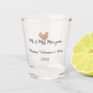 Meneer & Mevrouw naam gelukkige Valentijnsdag goud Shot Glas