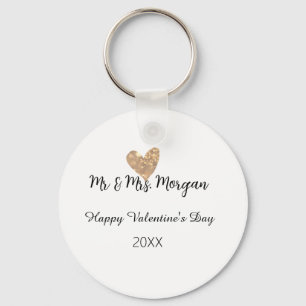 Meneer & Mevrouw naam gelukkige Valentijnsdag goud Sleutelhanger