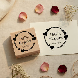 Meneer&Mevrouw Namen en Trouwdatum Romantische Ste Rubberstempel