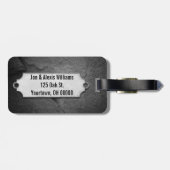 Meneer & mevrouw op donkergrijze steen bagagelabel (Achterkant horizontaal)