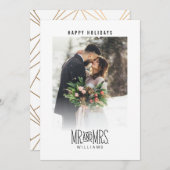 Meneer & mevrouw Pas getrouwd met de hand beletter Feestdagenkaart (Voorkant / Achterkant)