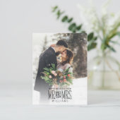 Meneer & mevrouw Pas getrouwd met de hand beletter Feestdagenkaart (Staand voorkant)