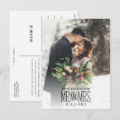 Meneer & mevrouw Pas getrouwd met de hand beletter Feestdagenkaart (Voorkant / Achterkant)