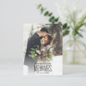 Meneer & mevrouw Pas getrouwd met de hand beletter Feestdagenkaart (Staand voorkant)