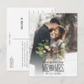 Meneer & mevrouw Pas getrouwd met de hand beletter Feestdagenkaart (Voorkant / Achterkant)