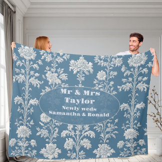 Meneer & Mevrouw Pasgetrouwd Stofblauw Frans Lande Fleece Deken