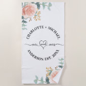 Meneer mevrouw pasgetrouwden roos gouden bloemen g strandlaken (Voorkant)