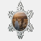 Meneer & mevrouw Passen getrouwd Foto Tin Sneeuwvlok Ornament (Rechts)