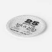 Meneer mevrouw Rechts Leuk 25-jarig jubileum Zilve Papieren Bordje (Gekanteld)