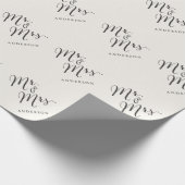 Meneer & Mevrouw Script Calligrafie Uw Naam B&W Tr Cadeaupapier (Hoek)