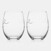 Meneer Mevrouw Script Hart Trouwen Wijnglas Zonder Voet (Rechts)